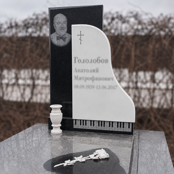 Ексклюзивний пам'ятник Піаніно з білого мармуру та граніту P-1238 фото