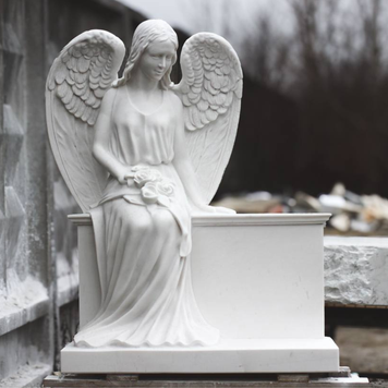Angel Sculpture in White Sivic Marble №1
